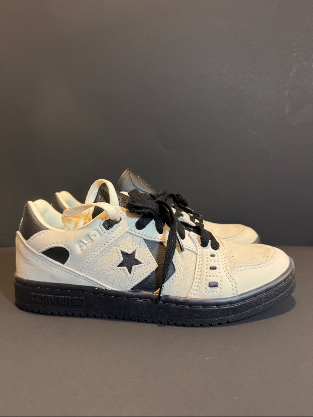 Converse Two-Tone Low-Top Sneakers in Cream and Black - Picture 2 of 8